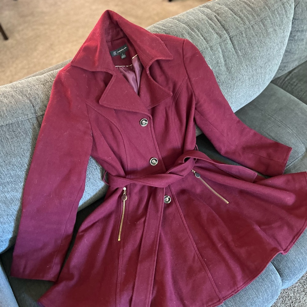 INC Maroon Wool Blend Coat- Women’s L